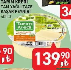 TARIM KREDİ TAM YAĞLI TAZE KAŞAR PEYNİRİ 400 G fiyat ve kampanya bilgisi